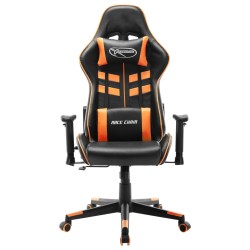 vidaXL Silla de gaming de cuero sintético negro y naranja