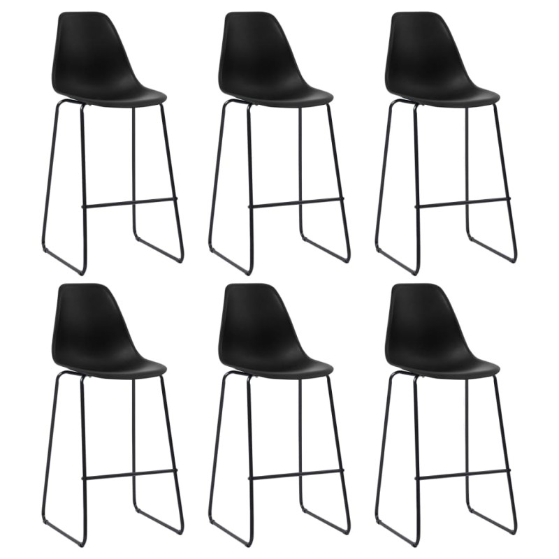 vidaXL Taburetes de cocina 6 unidades plástico negro vidaXL Taburetes de cocina 6 unidades plástico negro