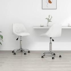 vidaXL Sillas de comedor giratorias 2 unidades cuero sintético blanco