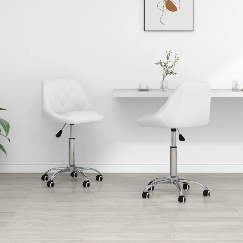 vidaXL Sillas de comedor giratorias 2 unidades cuero sintético blanco vidaXL Sillas de comedor giratorias 2 unidades cuero sintético blanco