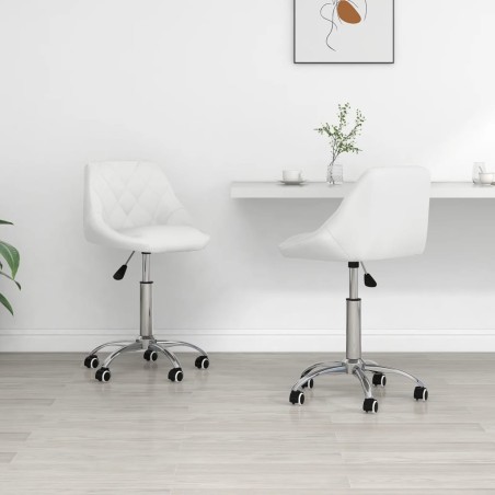 vidaXL Sillas de comedor giratorias 2 unidades cuero sintético blanco