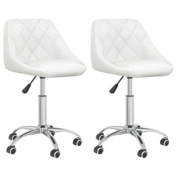 vidaXL Sillas de comedor giratorias 2 unidades cuero sintético blanco