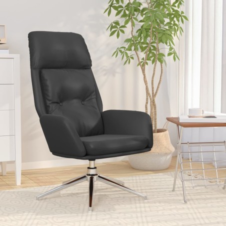vidaXL Sillón de relax de cuero auténtico negro