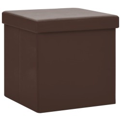 vidaXL Taburete con almacenaje plegable marrón PVC