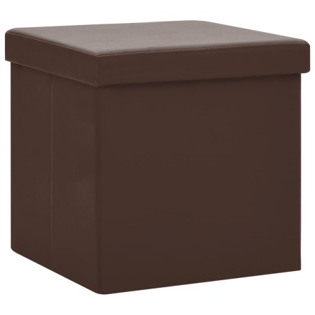 vidaXL Taburete con almacenaje plegable marrón PVC