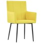 vidaXL Sillas de comedor con reposabrazos 6 unidades tela amarillo  