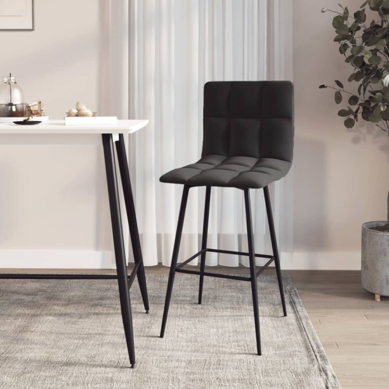 vidaXL Taburete de cocina de terciopelo negro