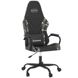 vidaXL Silla gaming de masaje cuero sintético negro y camuflaje
