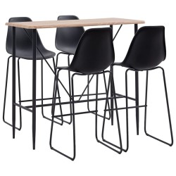 vidaXL Juego de mesa alta y taburetes 5 piezas plástico negro