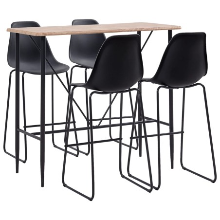 vidaXL Juego de mesa alta y taburetes 5 piezas plástico negro