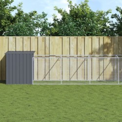 vidaXL Caseta perros con corral acero galvanizado gris 110x1221x110 cm