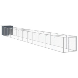 vidaXL Caseta perros con corral acero galvanizado gris 110x1221x110 cm