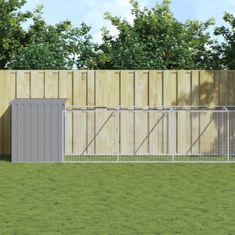 vidaXL Caseta perro corral acero galvanizado gris claro 110x1221x110cm vidaXL Caseta perro corral acero galvanizado gris claro 110x1221x110cm