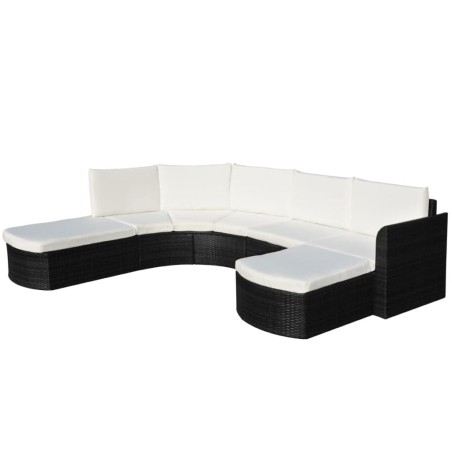 vidaXL Set de muebles de jardín 4 pzas y cojines ratán sintético negro