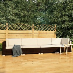 vidaXL Set sofás de jardín 4 piezas y cojines ratán sintético marrón