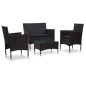 vidaXL Set de muebles de jardín 4 pzas y cojines ratán sintético negro vidaXL Set de muebles de jardín 4 pzas y cojines ratán sintético negro