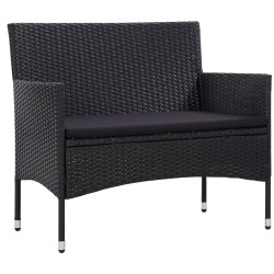 vidaXL Set de muebles de jardín 4 pzas y cojines ratán sintético negro