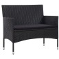 vidaXL Set de muebles de jardín 4 pzas y cojines ratán sintético negro vidaXL Set de muebles de jardín 4 pzas y cojines ratán sintético negro
