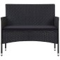 vidaXL Set de muebles de jardín 4 pzas y cojines ratán sintético negro vidaXL Set de muebles de jardín 4 pzas y cojines ratán sintético negro