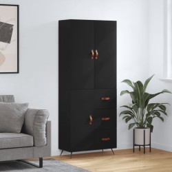 vidaXL Aparador alto madera contrachapada negro 69,5x34x180 cm