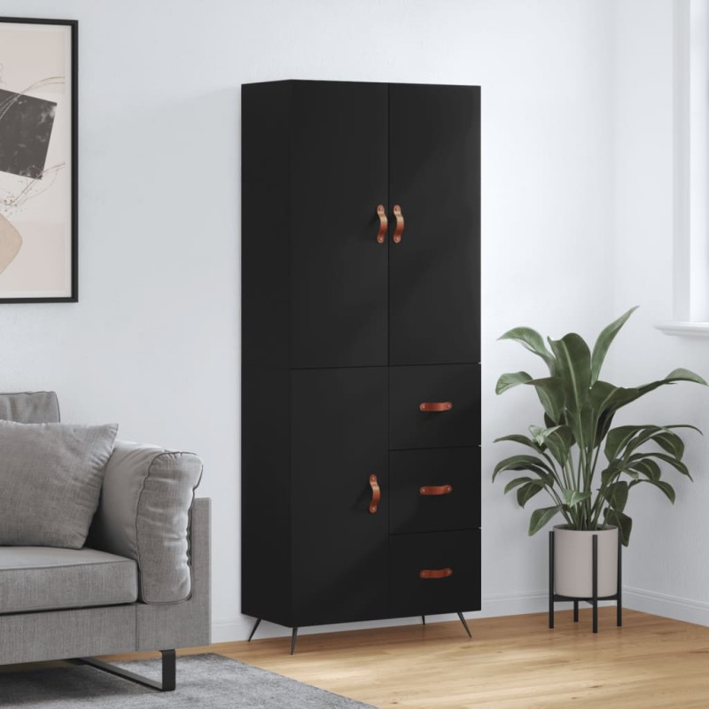 vidaXL Aparador alto madera contrachapada negro 69,5x34x180 cm vidaXL Aparador alto madera contrachapada negro 69,5x34x180 cm