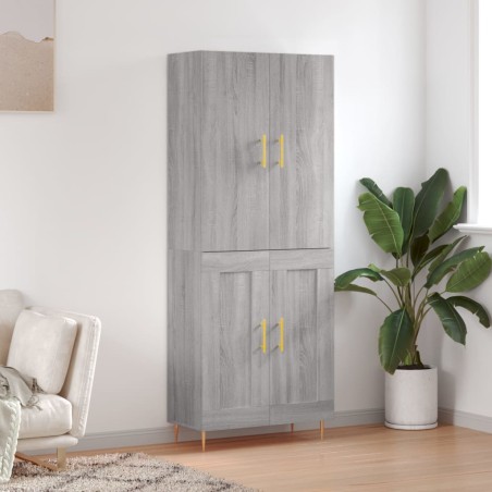 vidaXL Aparador alto madera contrachapada gris sonoma 69,5x34x180 cm