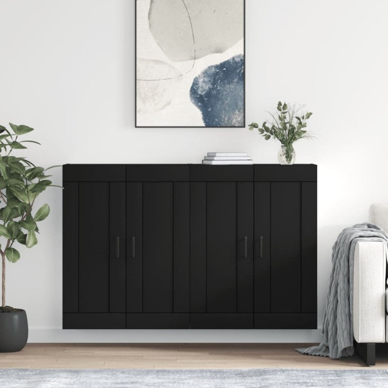 vidaXL Armarios de pared 2 uds madera de ingeniería negro vidaXL Armarios de pared 2 uds madera de ingeniería negro
