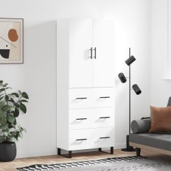 vidaXL Aparador alto madera contrachapada blanco brillo 69,5x34x180 cm