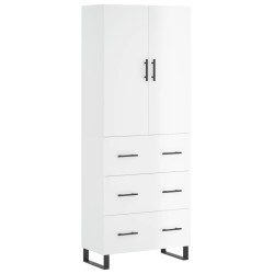 vidaXL Aparador alto madera contrachapada blanco brillo 69,5x34x180 cm