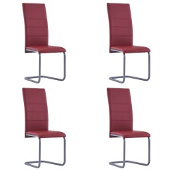 vidaXL Sillas voladizas de comedor 4 unidades cuero sintético rojo