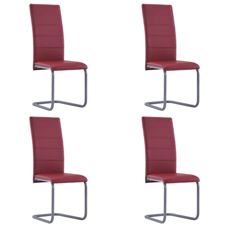 vidaXL Sillas voladizas de comedor 4 unidades cuero sintético rojo