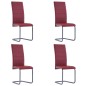 vidaXL Sillas voladizas de comedor 4 unidades cuero sintético rojo