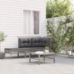 vidaXL Set de muebles de jardín 3 pzas y cojines ratán sintético gris