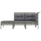 vidaXL Set de muebles de jardín 3 pzas y cojines ratán sintético gris vidaXL Set de muebles de jardín 3 pzas y cojines ratán sintético gris