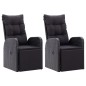 vidaXL Sillones de jardín reclinables con cojines 2 uds ratán PE negro vidaXL Sillones de jardín reclinables con cojines 2 uds ratán PE negro