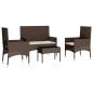 vidaXL Set muebles de jardín 4 piezas y cojines ratán sintético marrón vidaXL Set muebles de jardín 4 piezas y cojines ratán sintético marrón