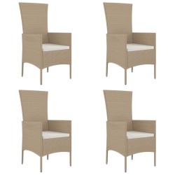 vidaXL Sillas de jardín con cojines 4 unidades ratán sintético beige