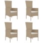 vidaXL Sillas de jardín con cojines 4 unidades ratán sintético beige vidaXL Sillas de jardín con cojines 4 unidades ratán sintético beige