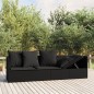 vidaXL Sofá tumbona de jardín con cojines ratán sintético negro vidaXL Sofá tumbona de jardín con cojines ratán sintético negro