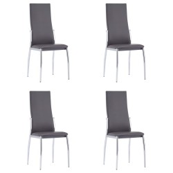 vidaXL Sillas de comedor 4 unidades cuero sintético gris