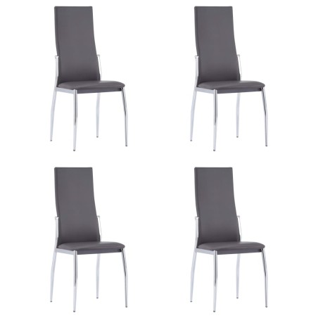 vidaXL Sillas de comedor 4 unidades cuero sintético gris