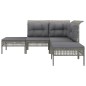 vidaXL Set de muebles de jardín 5 pzas y cojines ratán sintético gris vidaXL Set de muebles de jardín 5 pzas y cojines ratán sintético gris