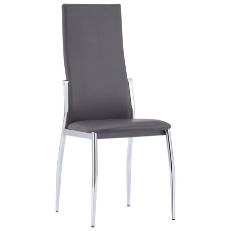 vidaXL Sillas de comedor 4 unidades cuero sintético gris