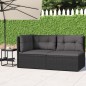 vidaXL Set de muebles de jardín 2 pzas y cojines ratán sintético negro vidaXL Set de muebles de jardín 2 pzas y cojines ratán sintético negro