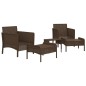 vidaXL Set muebles de jardín 5 piezas y cojines ratán sintético marrón vidaXL Set muebles de jardín 5 piezas y cojines ratán sintético marrón