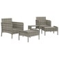 vidaXL Set de muebles de jardín 5 pzas y cojines ratán sintético gris vidaXL Set de muebles de jardín 5 pzas y cojines ratán sintético gris