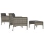 vidaXL Set de muebles de jardín 5 pzas y cojines ratán sintético gris vidaXL Set de muebles de jardín 5 pzas y cojines ratán sintético gris