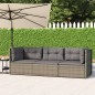 vidaXL Set de muebles de jardín 3 pzas y cojines ratán sintético gris vidaXL Set de muebles de jardín 3 pzas y cojines ratán sintético gris
