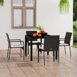 vidaXL Sillas de jardín con cojines 4 unidades ratán sintético negro
