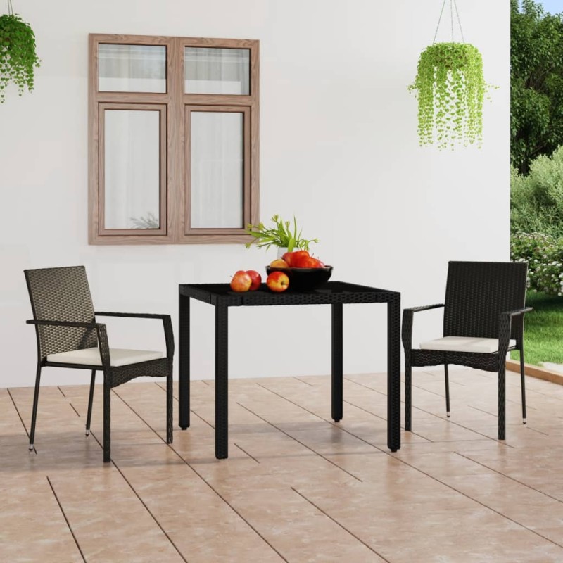 vidaXL Sillas de jardín con cojines 2 unidades ratán sintético negro vidaXL Sillas de jardín con cojines 2 unidades ratán sintético negro